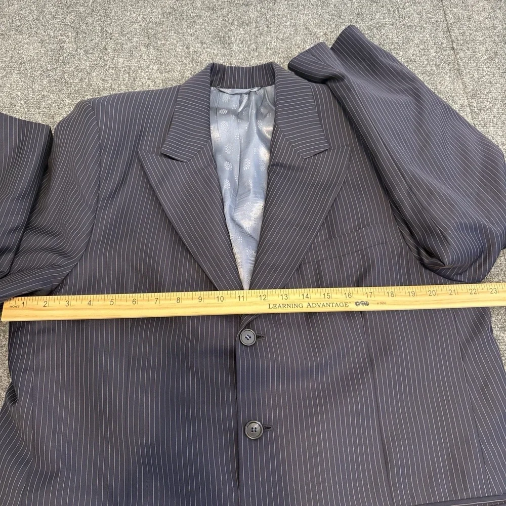 Ermenegildo ZEGNA Trofeo Blue Wool Lined Pinstripe Coat Blazer‎ Jacket Men Sz 45